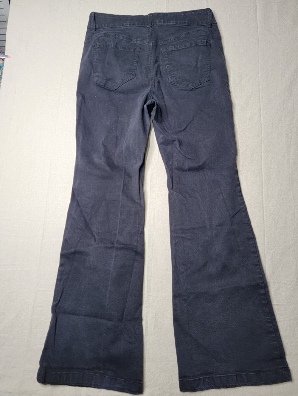 INC Denim Sculpting Fit Flare Jeans Black Size 14/32 Stretch Y2K Grunge Alt - Picture 16 of 16